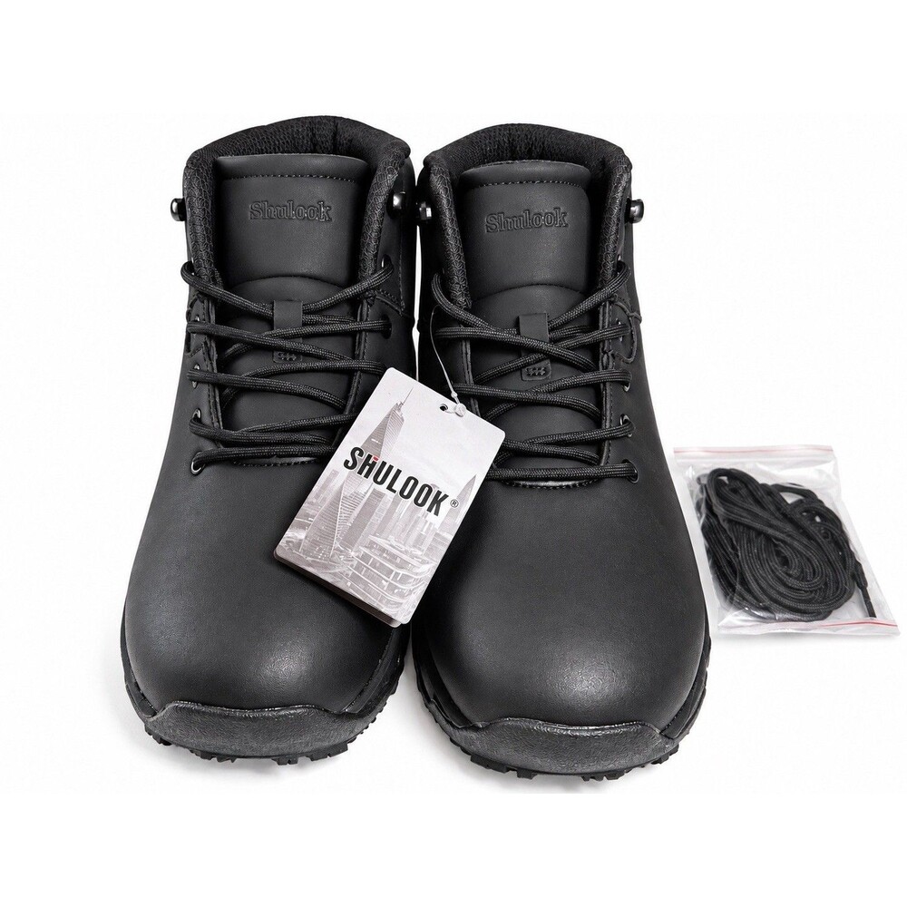 SHULOOK Men’s Non Slip Work Boots Black Size 10.5 Slip Resistant CSX1209 NWT